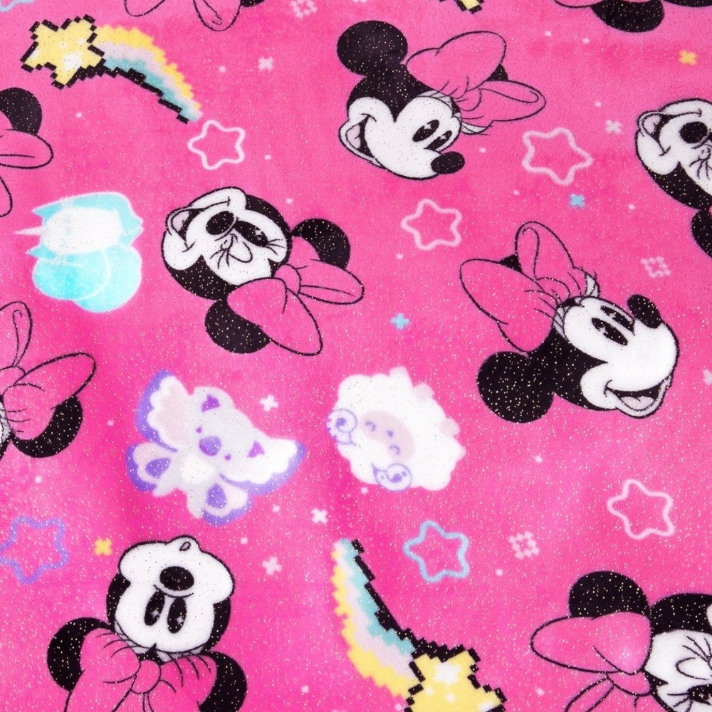 Minnie Mouse Pink Fleece Blanket Throw 50" x 60" Glitter